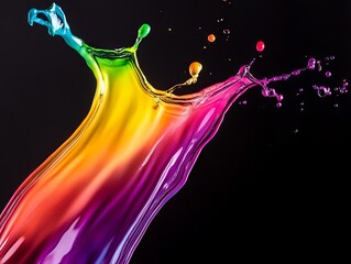 Wall Mural - A colorful splash of paint on a black background