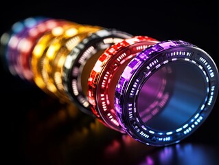 Wall Mural - A close up of a ring with different colored lights on it