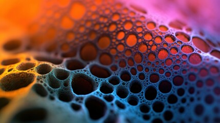 Fototapete - Colorful Abstract Background with Bubbles and Round Shapes in Vibrant Hues of Orange, Pink, Purple, and Blue Creating a Futuristic and Dreamlike Atmosphere