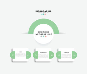 Fototapete - Design template for vector infographic labels with icons and 3 options or steps. Suitable for process diagrams, presentations, workflow layouts, banners