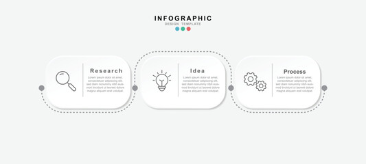 Fototapete - Business infographic template. 3 Step timeline journey. Process diagram, 3 options on white background