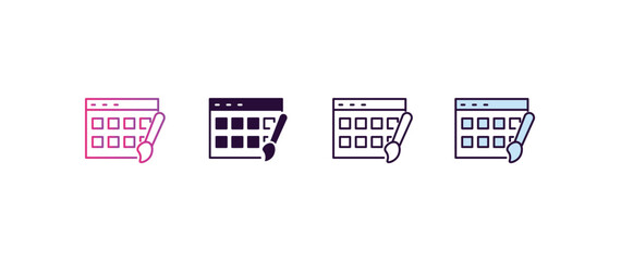 theme gradient, line, filled, colored icon. editable vector from programming concept. four different style theme icon isolated on white background