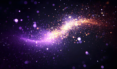 Wall Mural - swirling magical sparkles with glowing light trails, vibrant glow, set against a black background.