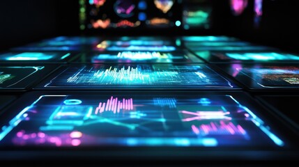 Wall Mural - futuristic data visualization with bright colors and interactive designs