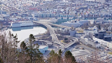 Beautiful bridge in downtown of Bergen city at Norway.