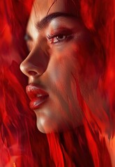 Wall Mural - a bold red texture overlay with sharp contrasts and deep color, adding intensity and drama to the ba