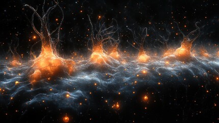 Wall Mural - Cosmic Explosion of Fire and Energy in Deep Space. Generative AI