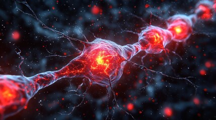 Wall Mural - Fiery Nebula Space Background with Fractal Energy Clouds. Generative AI