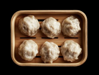 Wall Mural - Dumplings on Wooden Tray