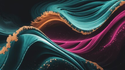 Poster - Colorful modern art abstract wave patterns in digital design for bold visual impact and vibrant aesthetics