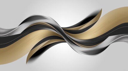 Poster - Dynamic flow of metallic waves abstract design digital art modern aesthetic 3d perspective innovative visual concepts