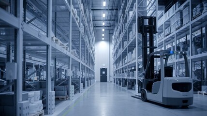 Fototapete - Logistics management in efficient warehousing industrial photography of modern storage facilities in clean environments