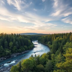 Wall Mural - Forest river River landscapes Ultra realistic Photorealistic landscape photographywater travel sky beautiful tourism outdoor