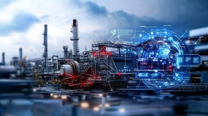 Aufkleber - Supply chain management flowchart system visualizing industrial processes in manufacturing plant environment