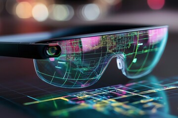 Poster - A pair of augmented reality glasses projecting a 3D map in the wearer's view