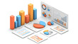 © Sarawut - 3D vector with detailed pie and bar graphs, business analytics visuals on white background
