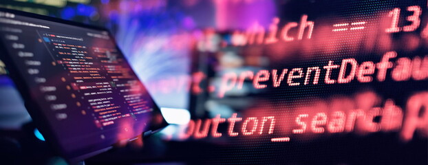 Wall Mural - abstract computer script code. programming code screen of software developer. software programming w