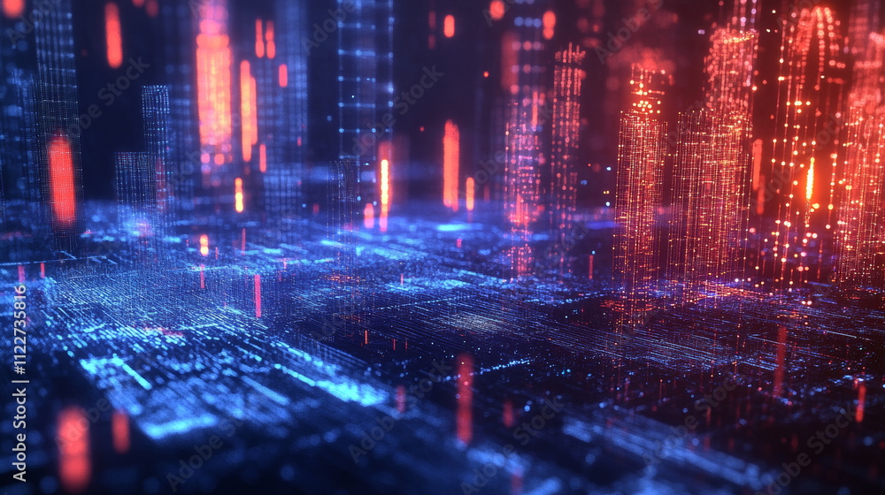3D artificial intelligence with circuit electric background. Digital ...