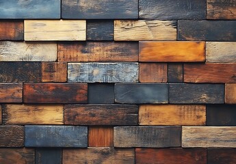 Canvas Print - Rustic Reclaimed Wood Block Wall Design