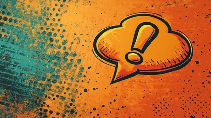 Wall Mural - A vibrant comic strip style thought bubble featuring a bold exclamation point, bursting with energy, highlighting excitement and surprise in bright pop art colors