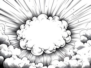 Wall Mural - Dynamic speech bubble in black and white comic book style capturing a moment of conversation with explosive graphic elements around it