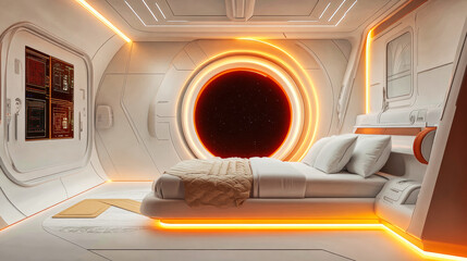 Wall Mural - high tech bedroom on a spaceship or in a laboratory