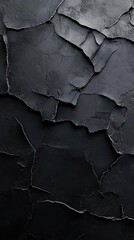 Wall Mural - Abstract Black Cracked Wall Texture: Dark and Dramatic Background