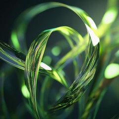 Wall Mural - Abstract Green Intertwined Ribbons - Nature's Symphony