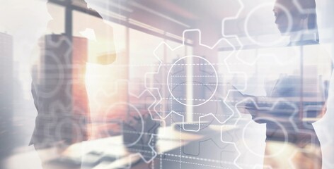 Wall Mural - technology gears and industry 4.0 smart factory concept