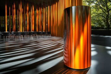 modern interior with vibrant orange design elements
