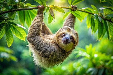 Wall Mural - Captivating Image of Linnaeus's Two-Toed Sloth (Choloepus didactylus) in Its Natural Habitat, Showcasing Unique Features and Behavior in a Lush Green Environment