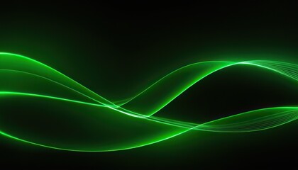 Wall Mural - Deep neon green background with light waves black background. An abstract wave background with pulsating neon lines in shades of green and yellow, evoking a sense of energy and movement. 514