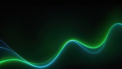 Wall Mural - Bright blue and green neon waves futuristic wallpaper. Bright neon green and blue light arcs darting over a dark background, creating a lively and futuristic visual effect 341