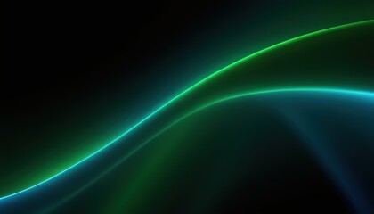 Wall Mural - Bright blue and green neon waves futuristic wallpaper. Bright neon green and blue light arcs darting over a dark background, creating a lively and futuristic visual effect 336