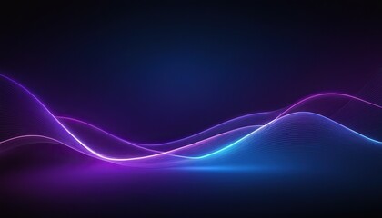 Wall Mural - Abstract flowing neon wave purple and blue background 604