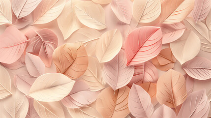 Wall Mural - Soft Pastel-Colored Abstract Leaf Pattern with Delicate Textures