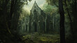 © Fonlinepix - An abandoned convent hidden deep in the woods, its walls blending with the forest.
