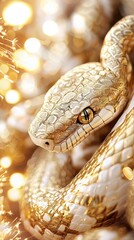 Wall Mural - Golden Snake with Bokeh Background