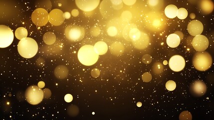 Poster - Festive Golden Bokeh Lights Sparkling on Dark Background for Holiday Celebrations : Generative AI
