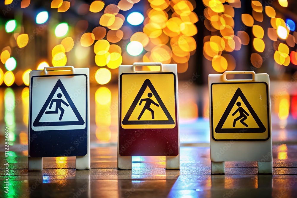 Caution Slippery Surface Warning Sign in Black, White, and Color ...