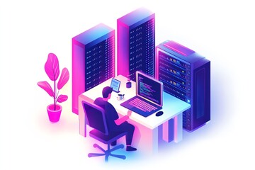 A computer engineer or programmer using a laptop. Generative Ai