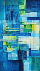 Canvas Print - Abstract Blue Green Geometric Canvas Painting