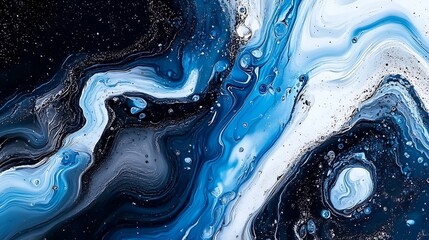 Leinwandbilder - Captivating Abstract Blue and White Swirl Painting With Cosmic Effect : Generative AI
