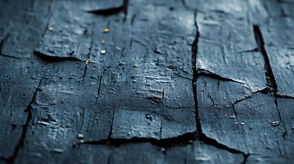 Poster - Cracked Dark Blue Weathered Surface Depicting Natural Textured Patterns : Generative AI