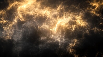 Aufkleber - Mystical Golden Energy Waves in Dark Abstract Background : Generative AI