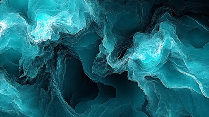 Leinwandbilder - Captivating Teal Abstract Art with Complex Swirling Smoke Patterns : Generative AI