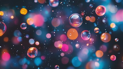 Fototapete - Vibrant Abstract Light Bokeh with Colorful Floating Bubbles for Festive and Creative Backgrounds : Generative AI