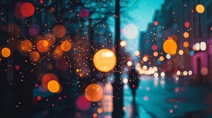 Poster - Vibrant City Night with Abstract Bokeh Lights Creating a Dreamy Atmosphere : Generative AI