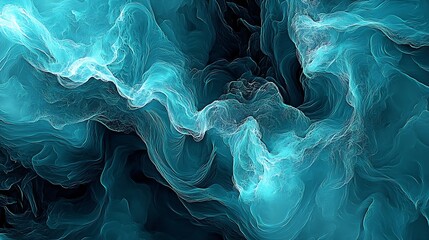 Leinwandbilder - Abstract Blue Energy Waves Flowing through Dark Liquid Vortex Art : Generative AI
