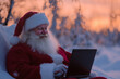 © luismolinero - Santa Claus in Christmas holidays  working with a laptop